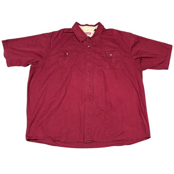 Wrangler Premium Quality Shirt 2XL Red Short Sleeve Button Down - Picture 2 of 7